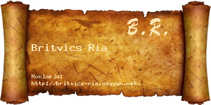 Britvics Ria névjegykártya
